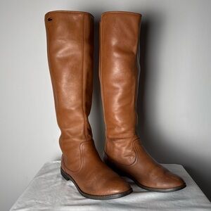 Lacoste Rosemont Women’s Tall Leather Riding Boots Brown/Tan Patina Size 6.5